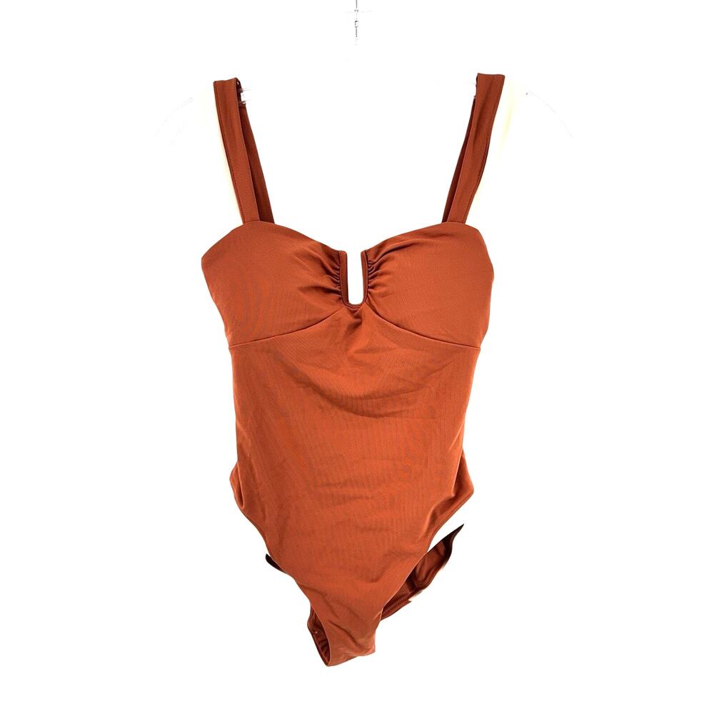 CALIA Women's U-Bar Color Block One Piece Swimsuit Warm Terracotta Size 12